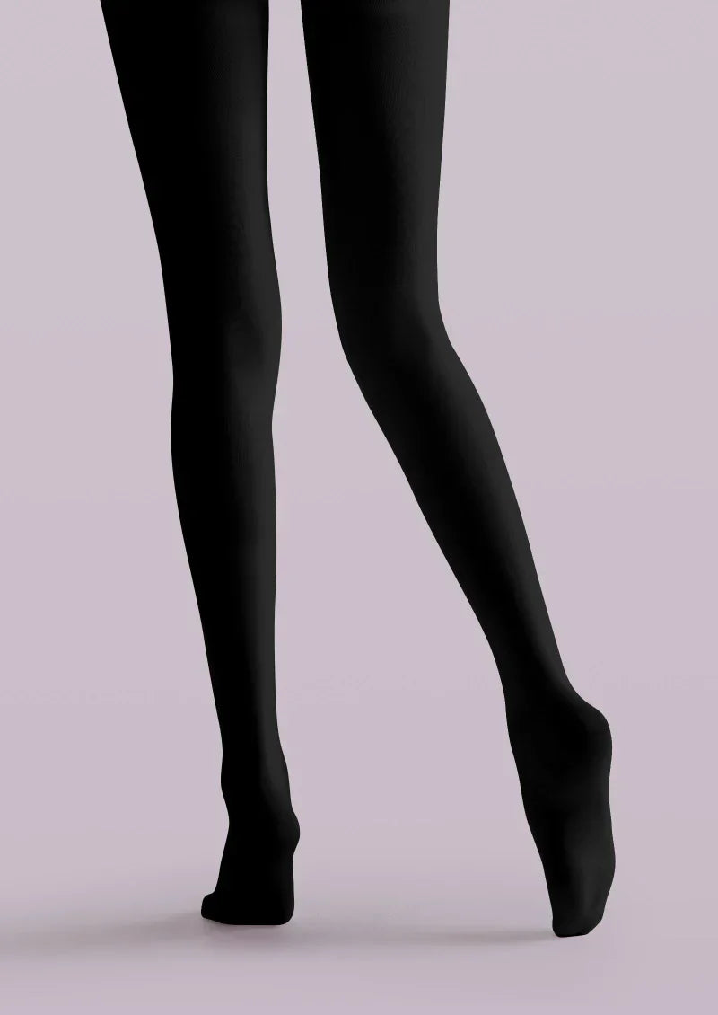 Black Purple Floral Print Tights Hosiery Pantyhose