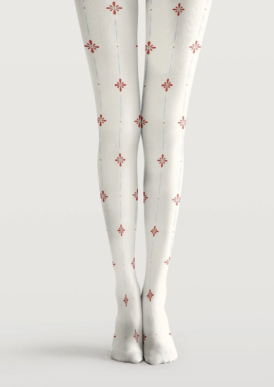 White Red Cross Pattern Tights Hosiery Pantyhose