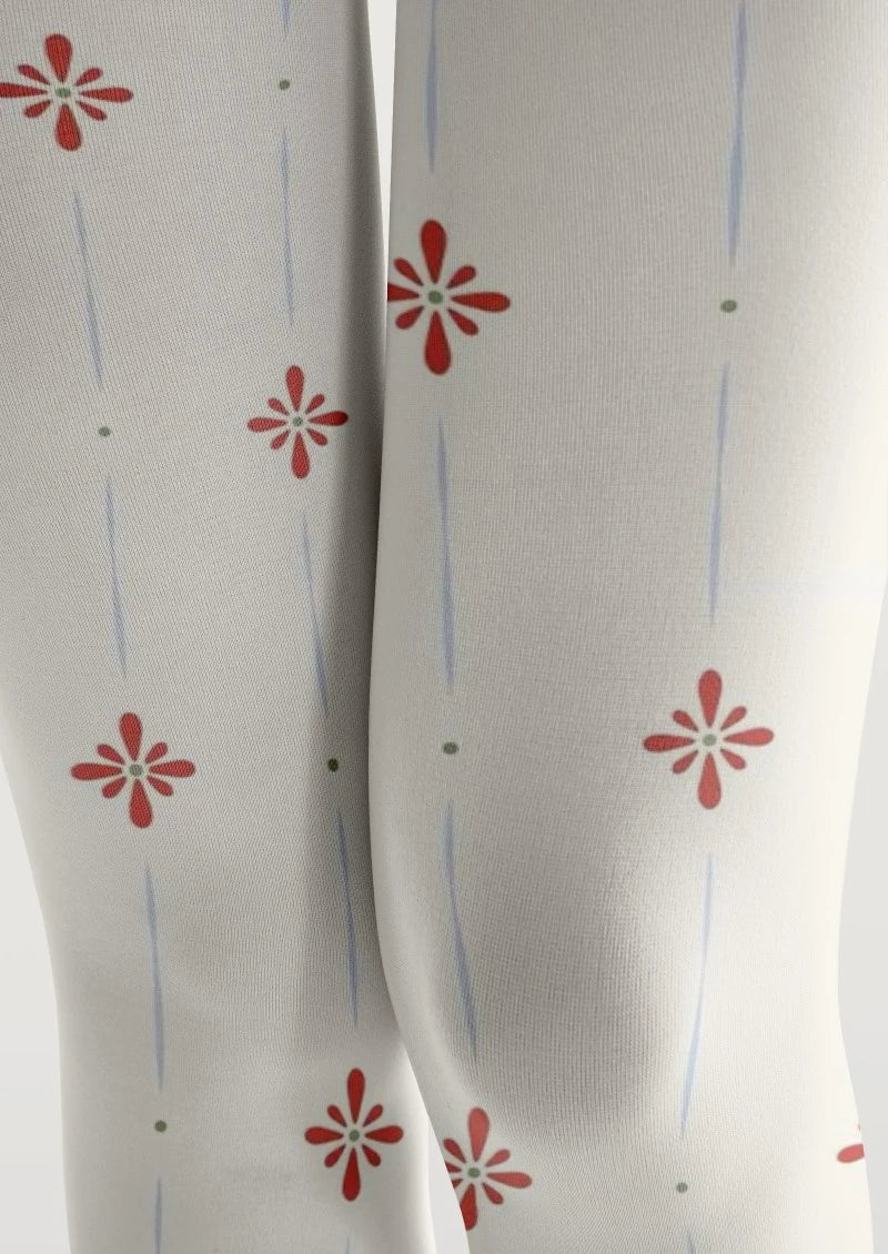 White Red Cross Pattern Tights Hosiery Pantyhose