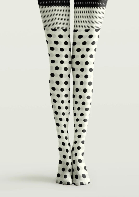 White Black Polka Dot Tights Hosiery Pantyhose