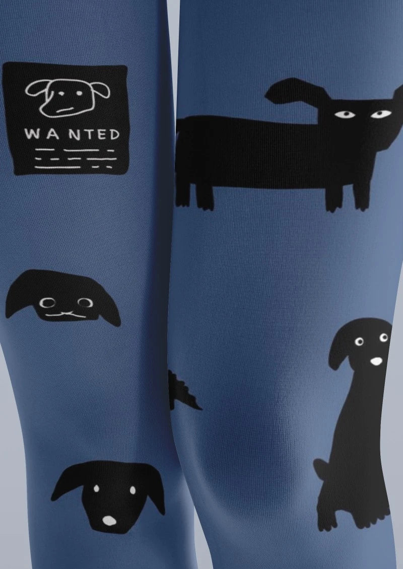 Blue Black Animal Graphic Tights Hosiery Pantyhose