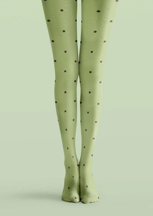Green Black Polka Dot Tights Hosiery Pantyhose