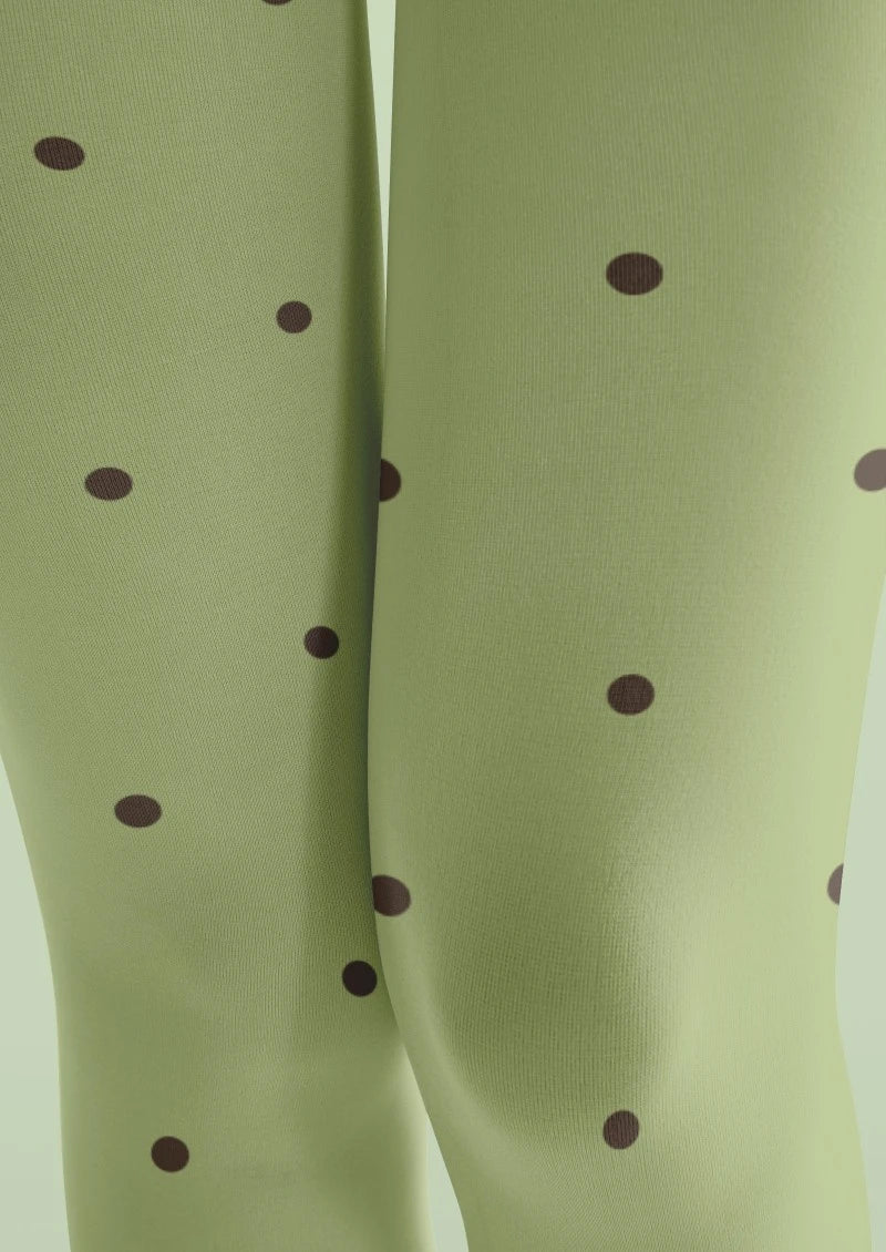 Green Black Polka Dot Tights Hosiery Pantyhose