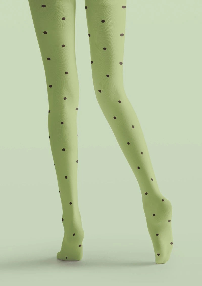 Green Black Polka Dot Tights Hosiery Pantyhose