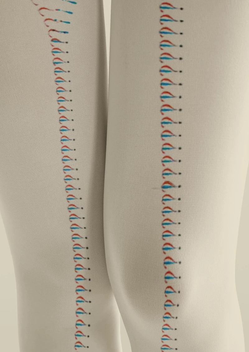 Beige Red Seam Striped Tights Hosiery Pantyhose