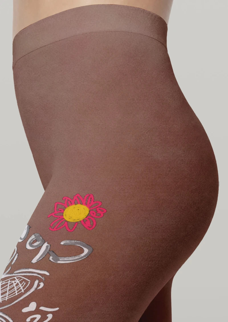 Graphic Slogan Printed Tights Hosiery Pantyhose