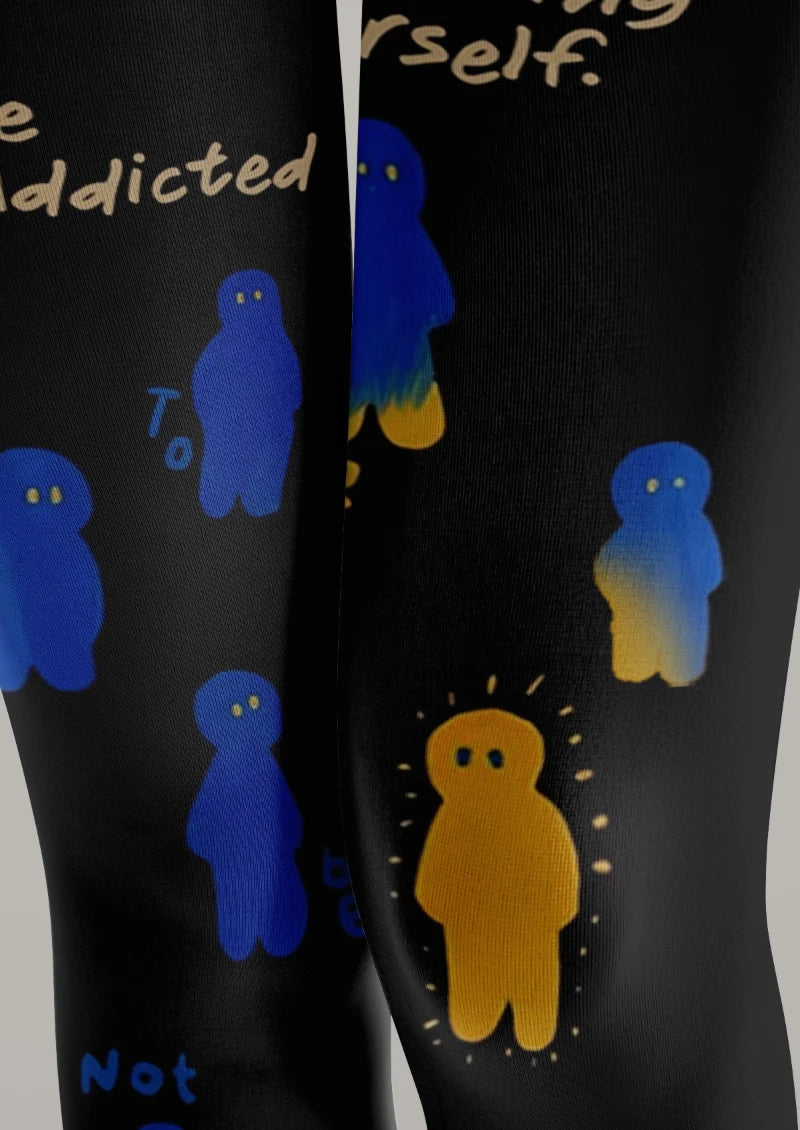Patchwork Slogan Printed Tights Hosiery Pantyhose