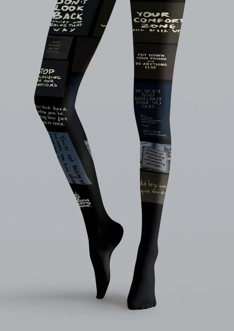 Olive Doodle Printed Tights Hosiery Pantyhose
