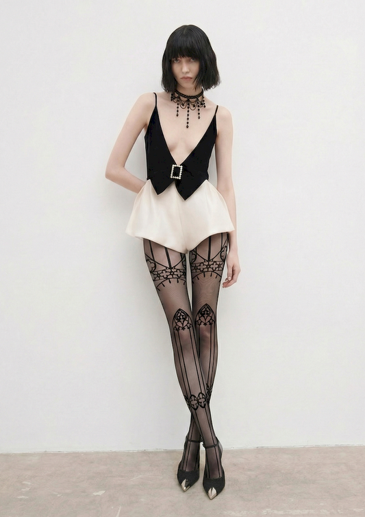 Gothic Emblem Printed Tights Hosiery Pantyhose