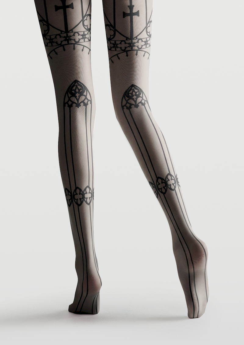Gothic Emblem Printed Tights Hosiery Pantyhose