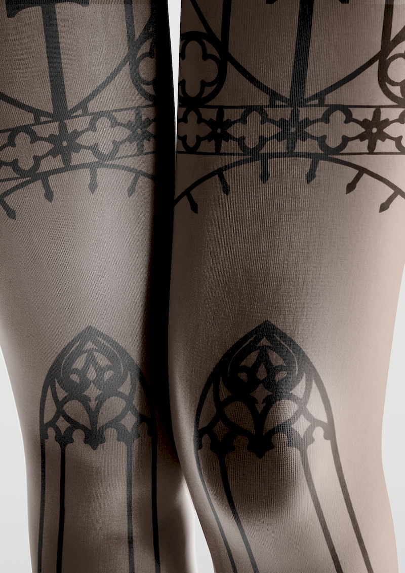 Gothic Emblem Printed Tights Hosiery Pantyhose