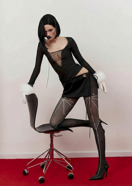 Geometric Line Printed Tights Hosiery Pantyhose