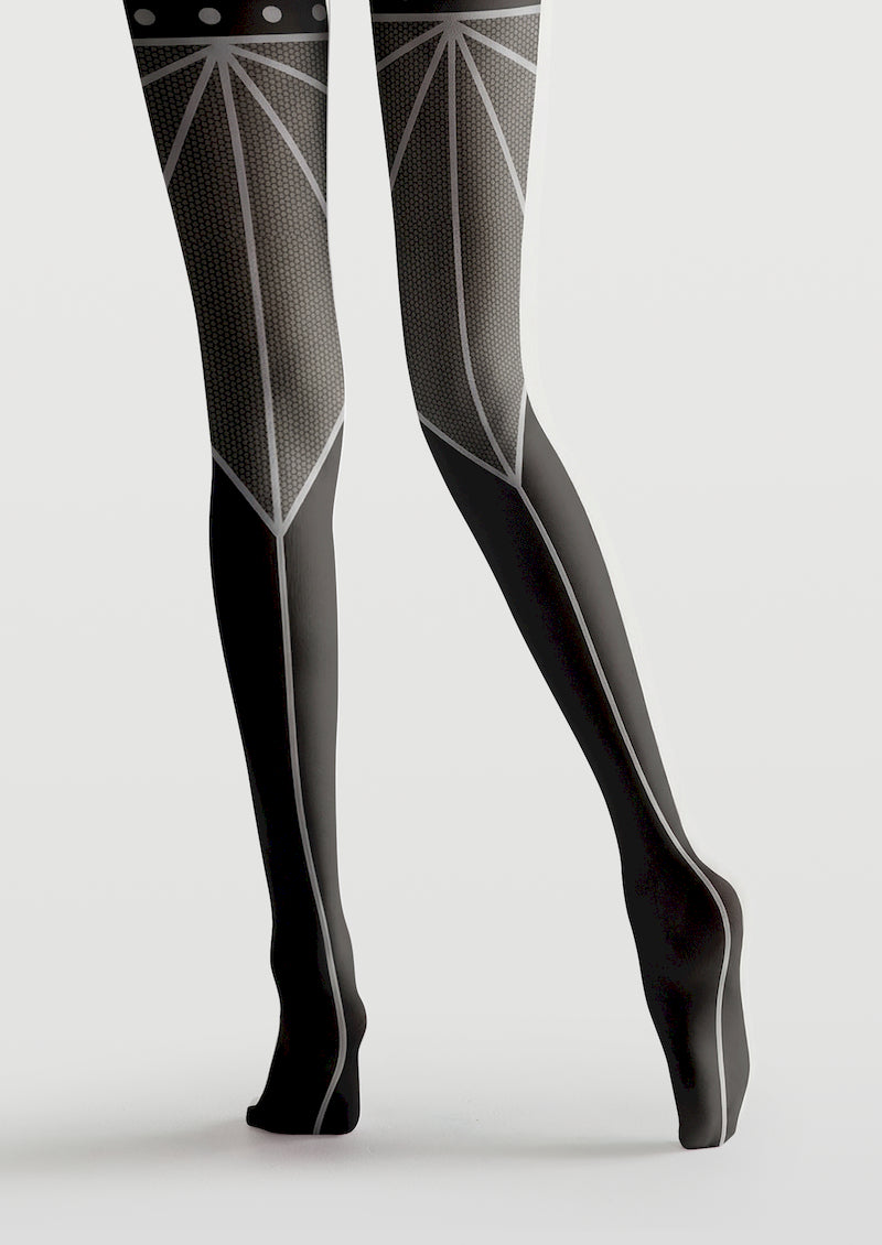 Geometric Line Printed Tights Hosiery Pantyhose