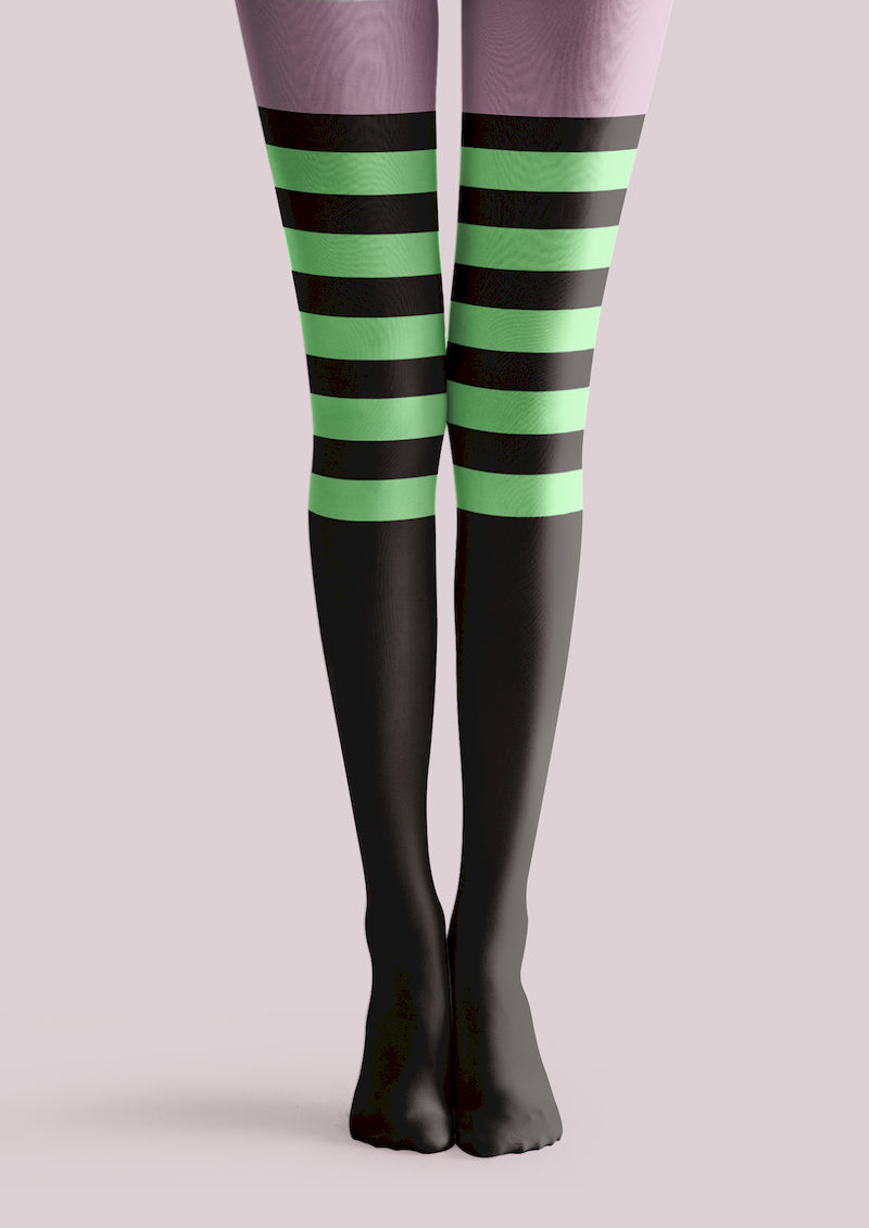 Stripe Color Block Printed Tights Hosiery Pantyhose