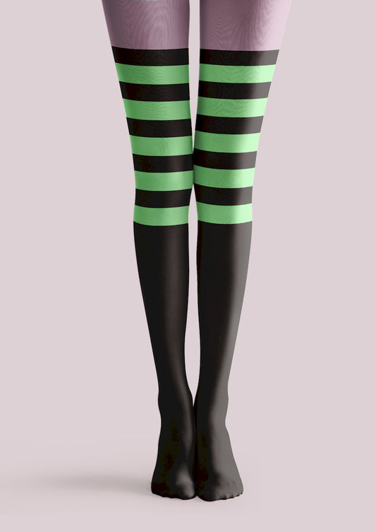 Stripe Color Block Printed Tights Hosiery Pantyhose