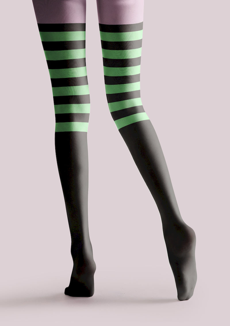 Stripe Color Block Printed Tights Hosiery Pantyhose