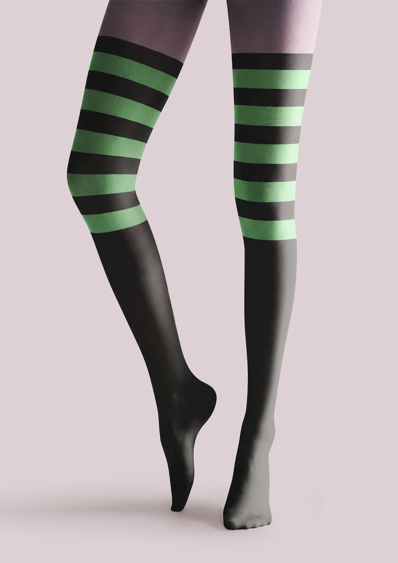 Stripe Color Block Printed Tights Hosiery Pantyhose