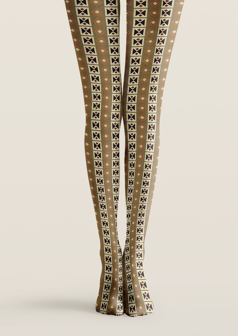 Ethnic Geometric Printed Tights Hosiery Pantyhose