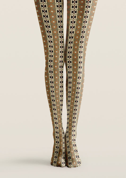 Ethnic Geometric Printed Tights Hosiery Pantyhose