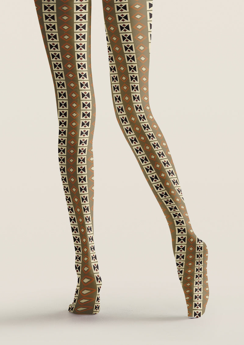 Ethnic Geometric Printed Tights Hosiery Pantyhose