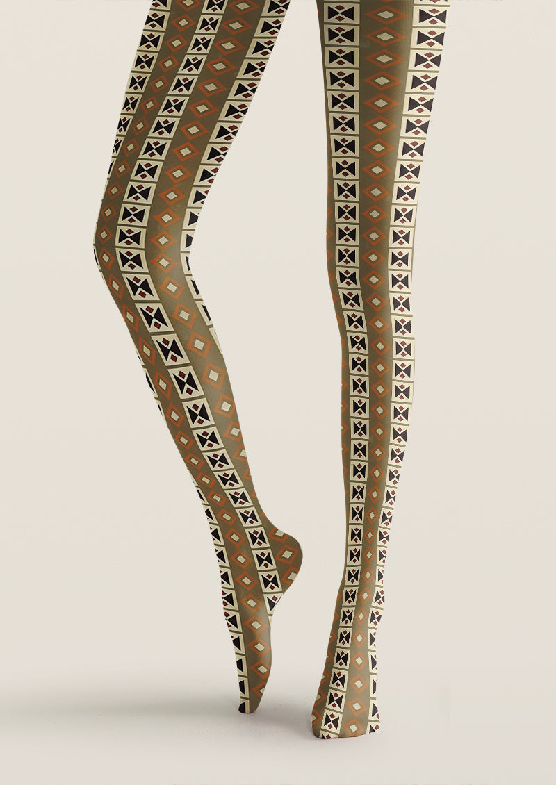 Ethnic Geometric Printed Tights Hosiery Pantyhose