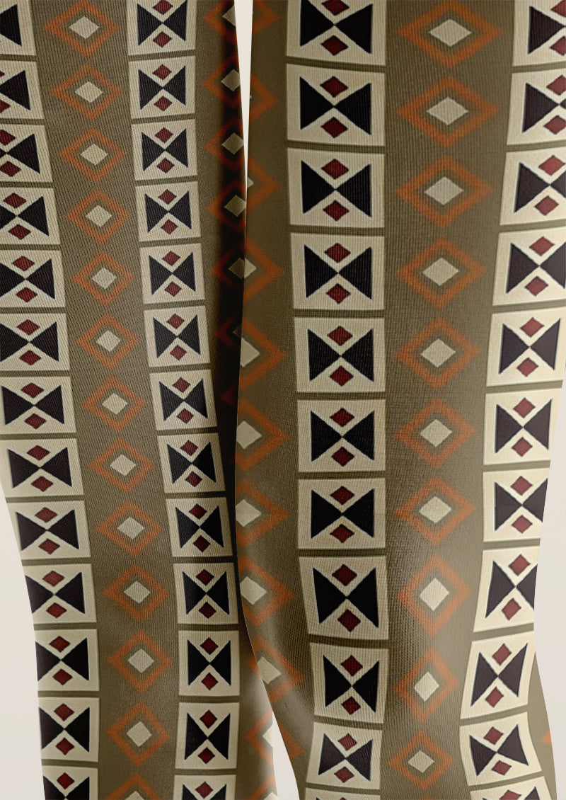 Ethnic Geometric Printed Tights Hosiery Pantyhose