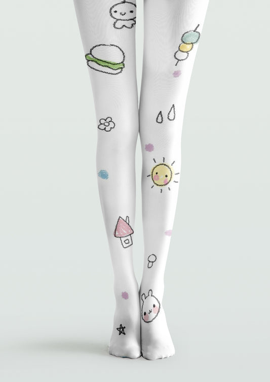 Childhood Doodle Printed Tights Hosiery Pantyhose