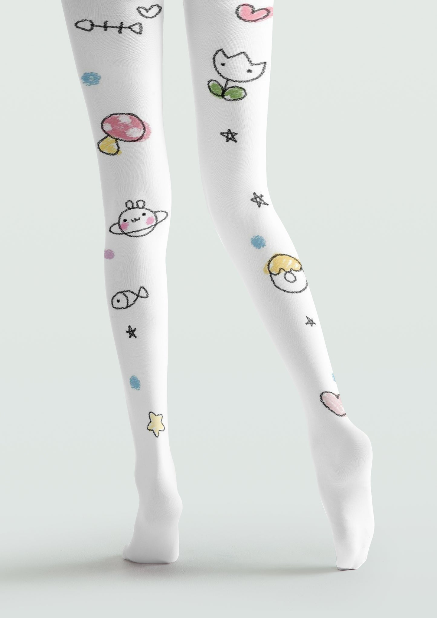 Childhood Doodle Printed Tights Hosiery Pantyhose
