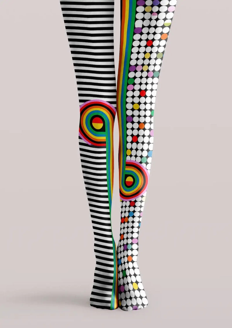 Rainbow Dot Stripe Graphic Tights Hosiery Pantyhose