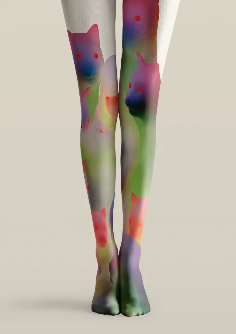 Colorful Cat Art Graphic Tights Hosiery Pantyhose