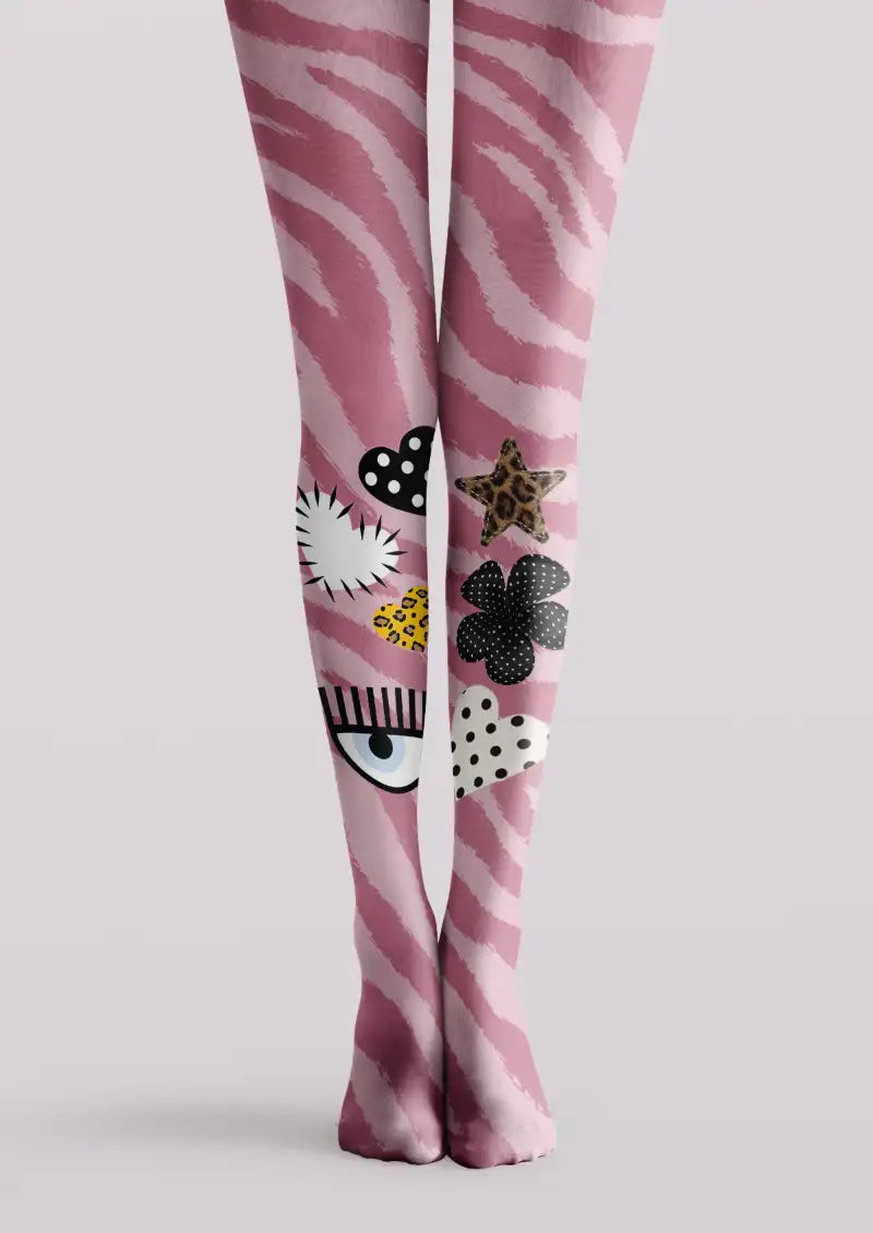 Y2K Graphic Patchwork Tights Hosiery Pantyhose