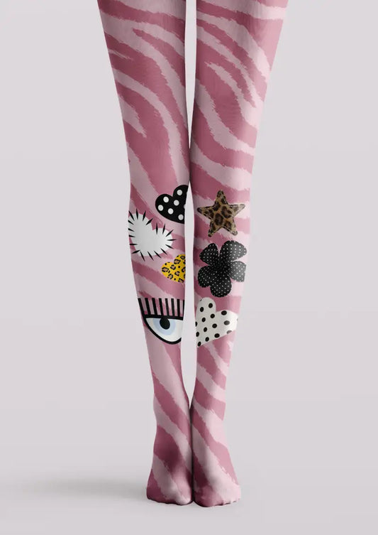 Y2K Graphic Patchwork Tights Hosiery Pantyhose