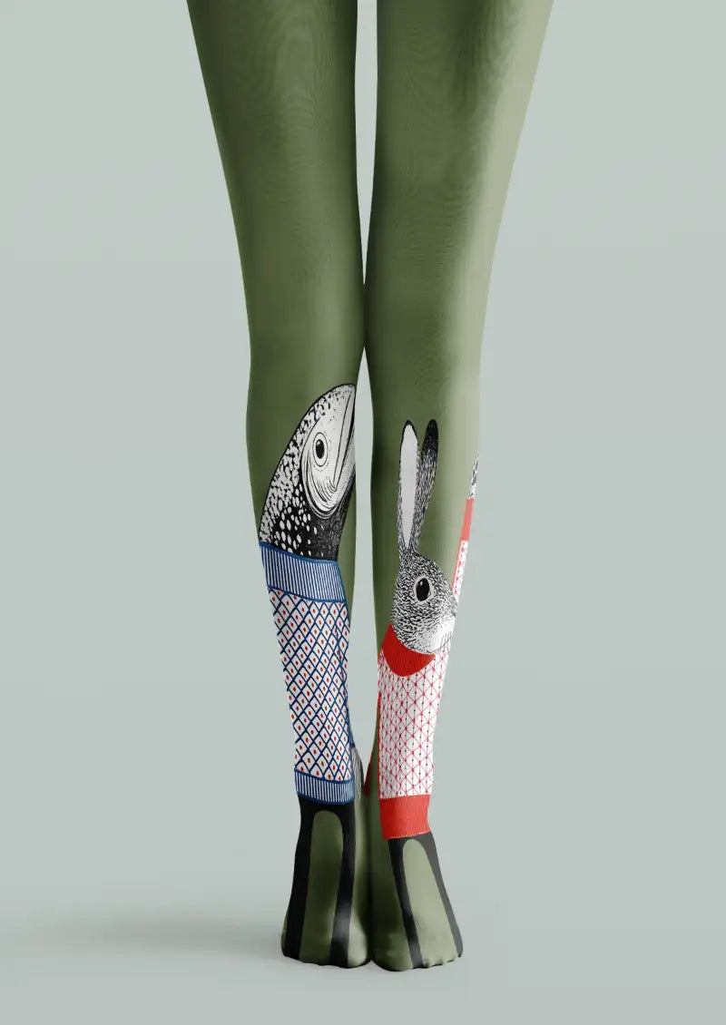 Fish Rabbit Graphic Tights Hosiery Pantyhose