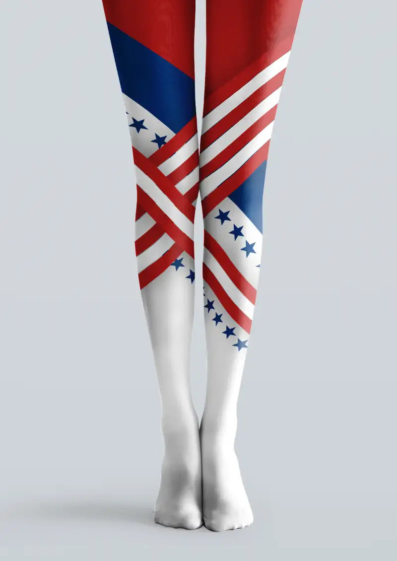 Graphic Patriotic Striped Tights Hosiery Pantyhose