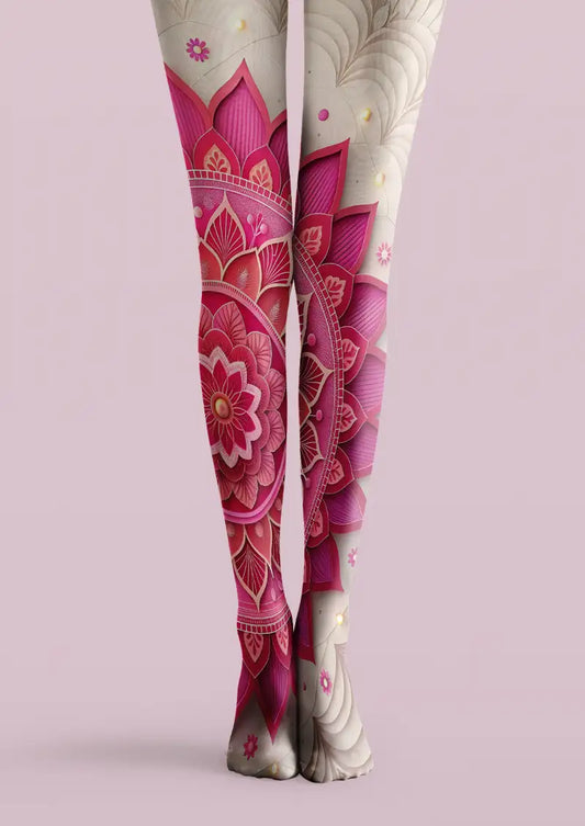 Pink tights with geometric printed pattern