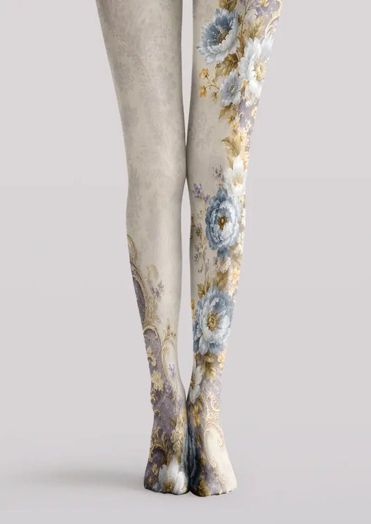 Royal Floral Ornament Tights Hosiery Pantyhose