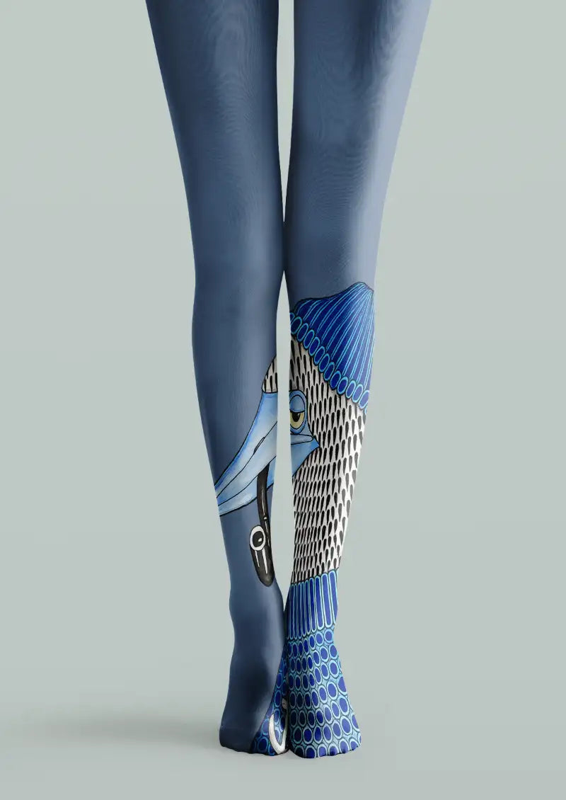 Blue Bird Graphic Tights Hosiery Pantyhose