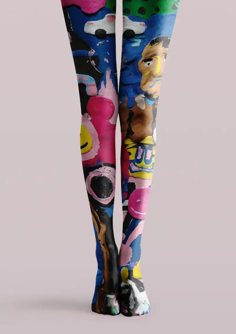 Abstract Pop Art Graphic Print Tights Hosiery Pantyhose