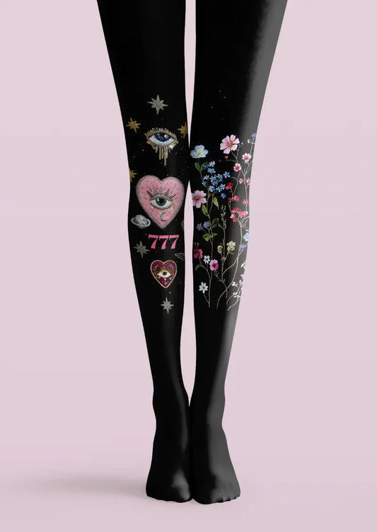 Mystic Eye Wildflower Graphic Tights Hosiery Pantyhose