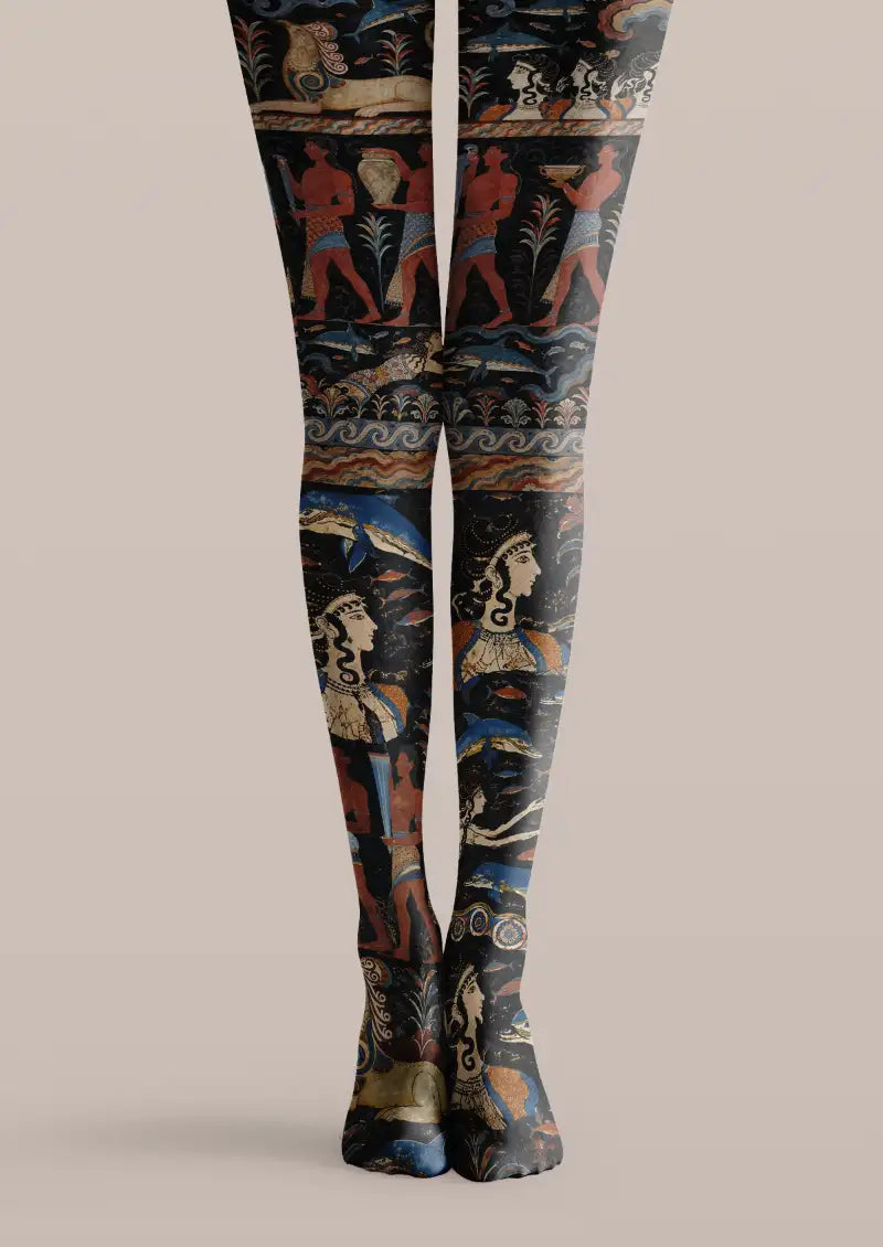 Ancient Greek Fresco Graphic Tights Hosiery Pantyhose