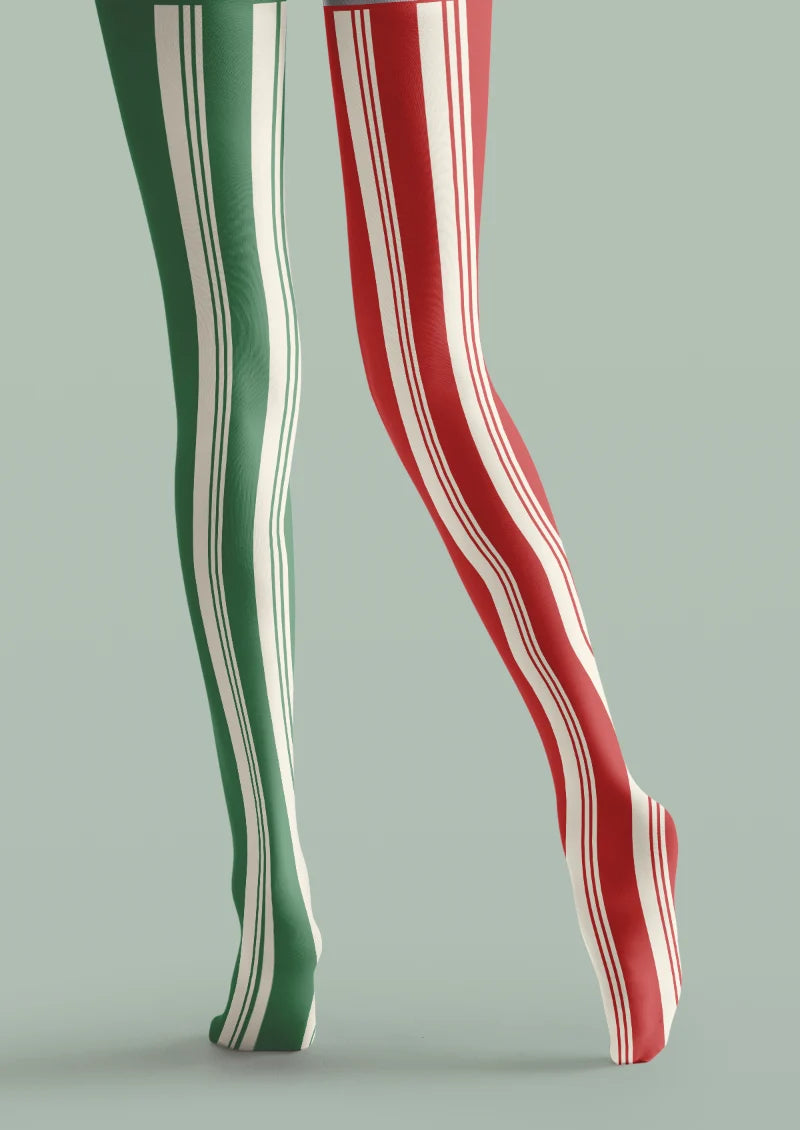 Red Green Christmas Cat Tights