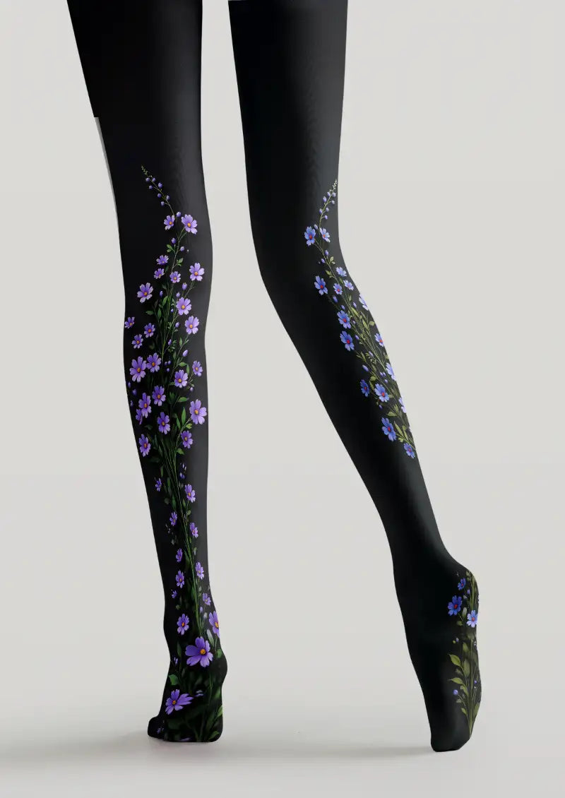 Black Floral Tights