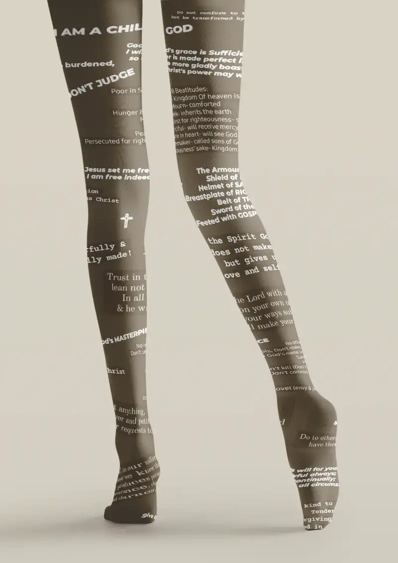 White Bible Script Tights