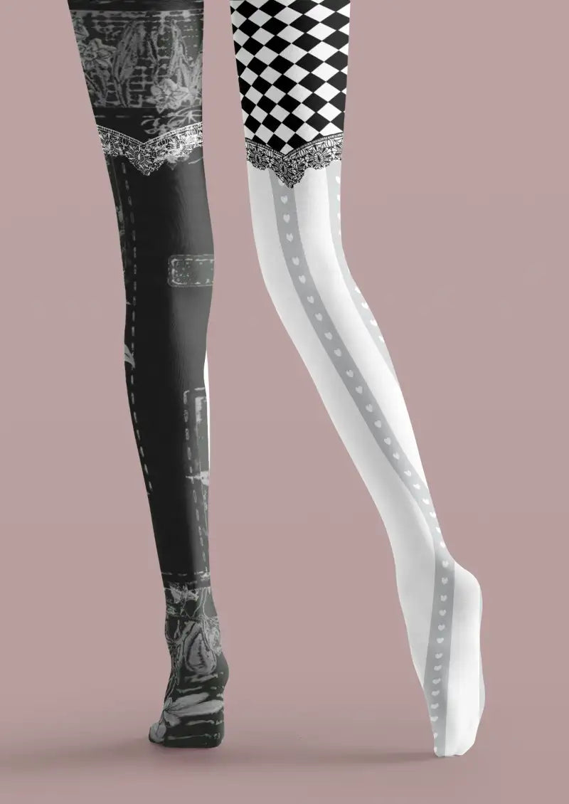 Wonderland Rabbit Clock Graphic Tights Hosiery Pantyhose