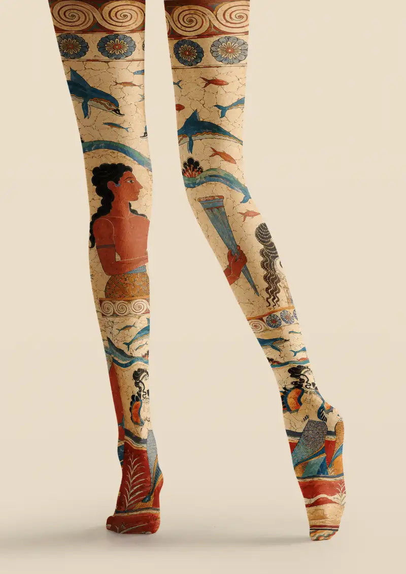 Ancient Ocean Fresco Graphic Tights Hosiery Pantyhose