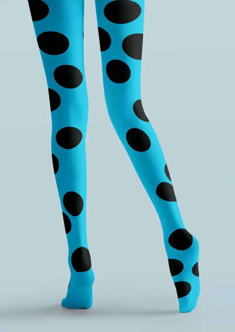 Blue Black Polka Dot Tights