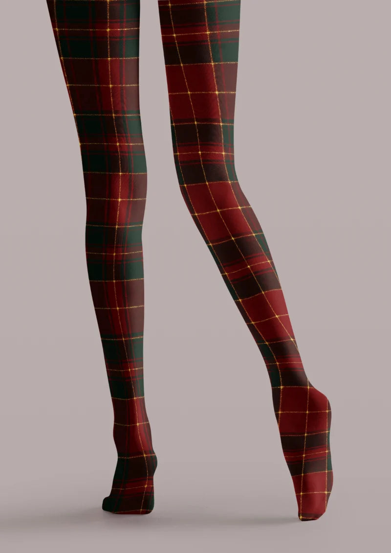 Red Green Plaid Tights