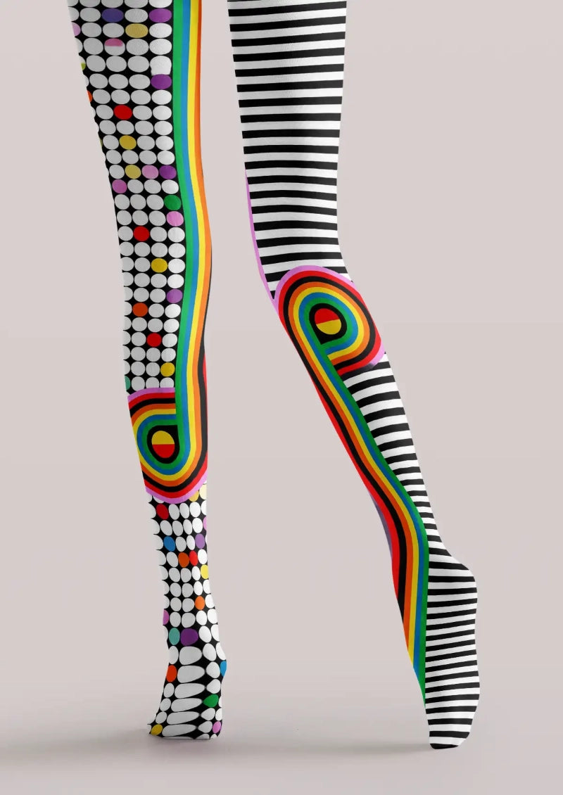 Rainbow Dot Stripe Graphic Tights Hosiery Pantyhose