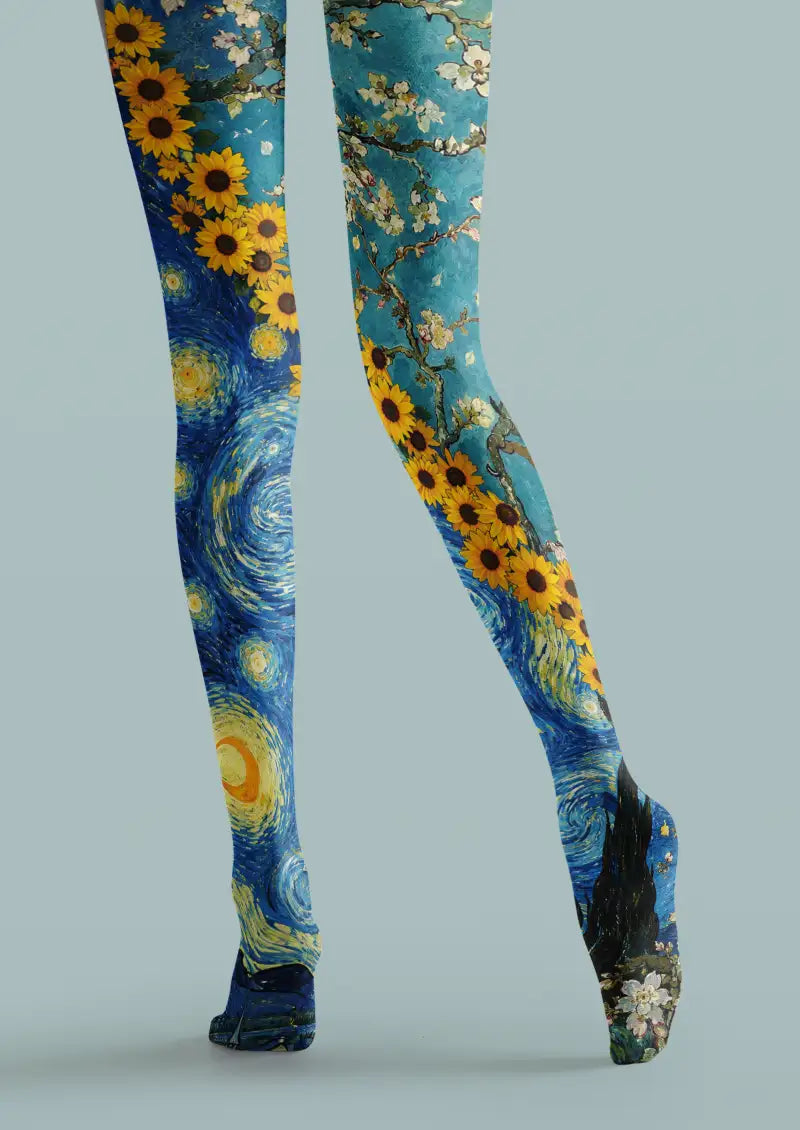 Blue Sunflower Starry Sky Tights