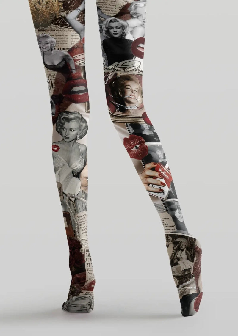 Vintage Glamour Collage Graphic Tights Hosiery Pantyhose
